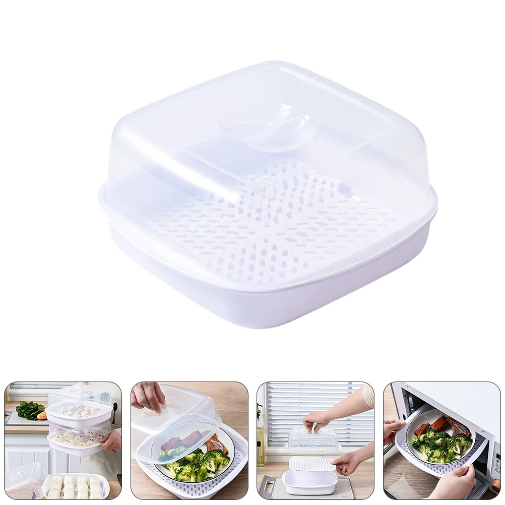 

Microwave Steamer for Dumplings, Fish, and Vegetables with Bao Bun and Rice Containers