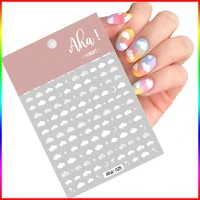 1pc white cloud nail stickers ultra thin 3d cute cartoon white flowers star moon nail decals for manicure nail tips aha sticker
