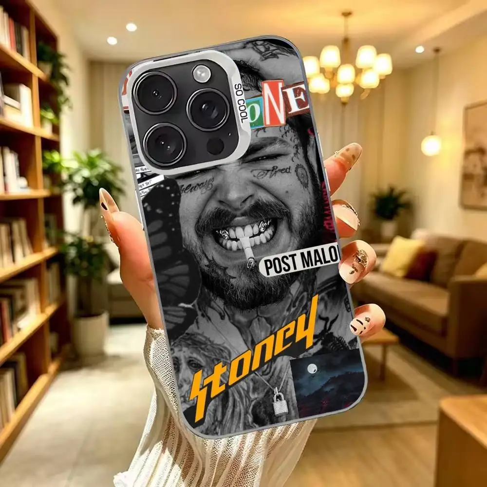 Фото Крутой чехол с изображением рэпера P-Post Malone, серебристый, для iPhone 17, 16, 15, 14, 13, 12, 11 Plus, Pro Max, XS №2