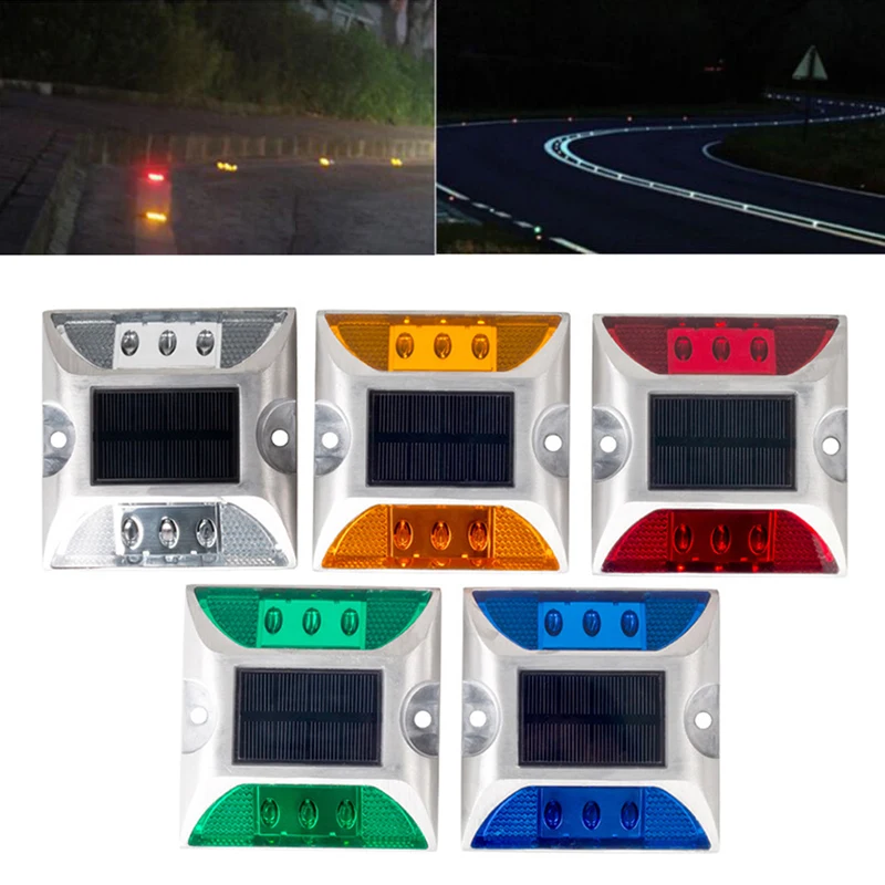 

Solar Warning Light two-sided LED Flashing Blinking On/Off Cat Rye Reflector Lamp Aluminum Highway Indicator Light Warning Lamp