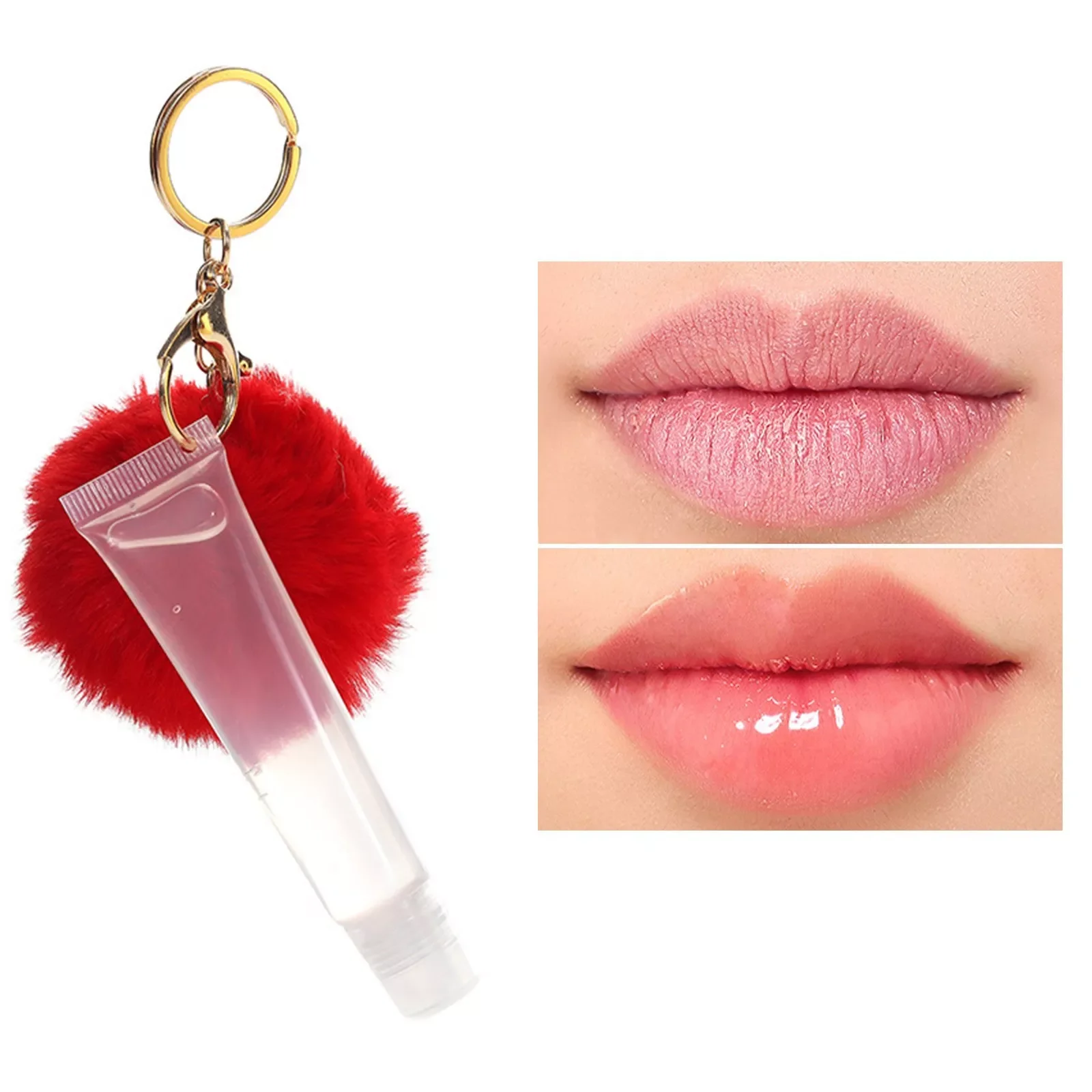 

NEW2023 Color Hair Ball Lip Gloss Mirror Face Dudu Lip Moisturizing Transparent Lip Oil Lip Ice Pack Lip Plumping Lip Gloss Pack