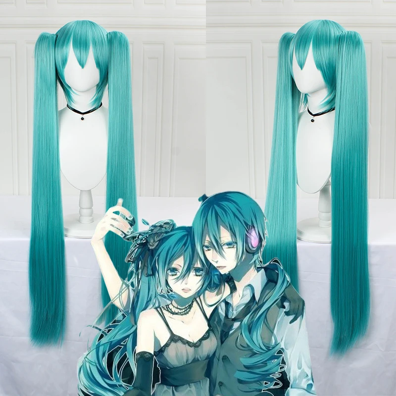 JOY&BEAUTY Hair Miku Cosplay Wig Long Heat Resistant Synthetic Hair Clip Ponytails Wigs + Wig Cap