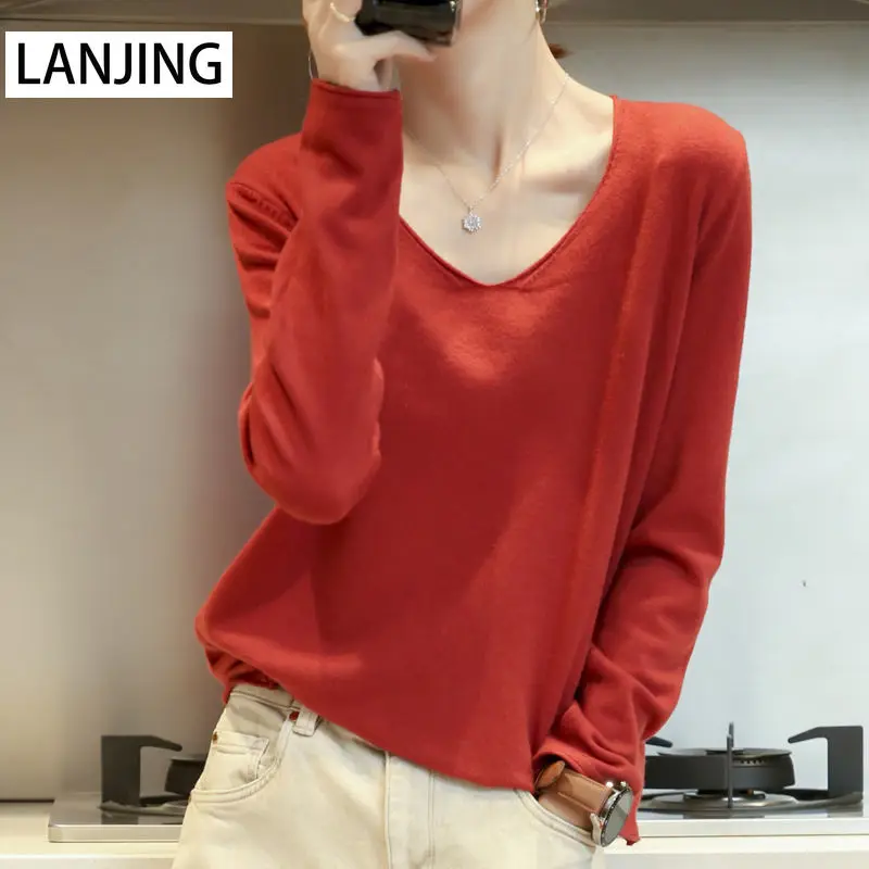 

sweater loose women's knitwear long sleeve trendy autumn top woman tshirts oversized t shirt Cotton Tops vintage