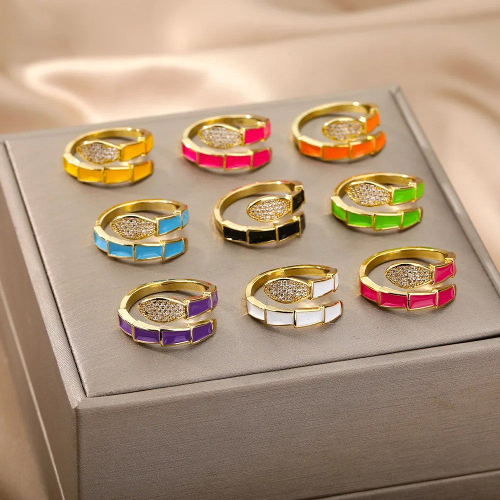 

New European and American color dripping snake ring S cobra scales pattern ring cross-border jewelry generation