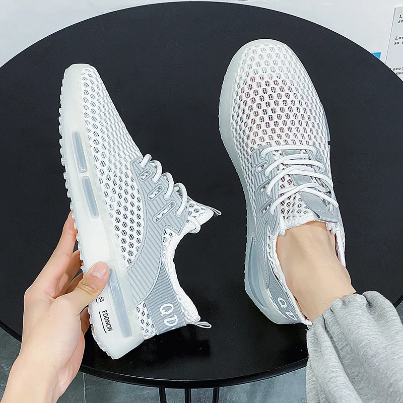 Men Sneakers Light Breathable Walking Shoes Outdoor Comfortable Leisure Lace Up Mesh Gym Shoes