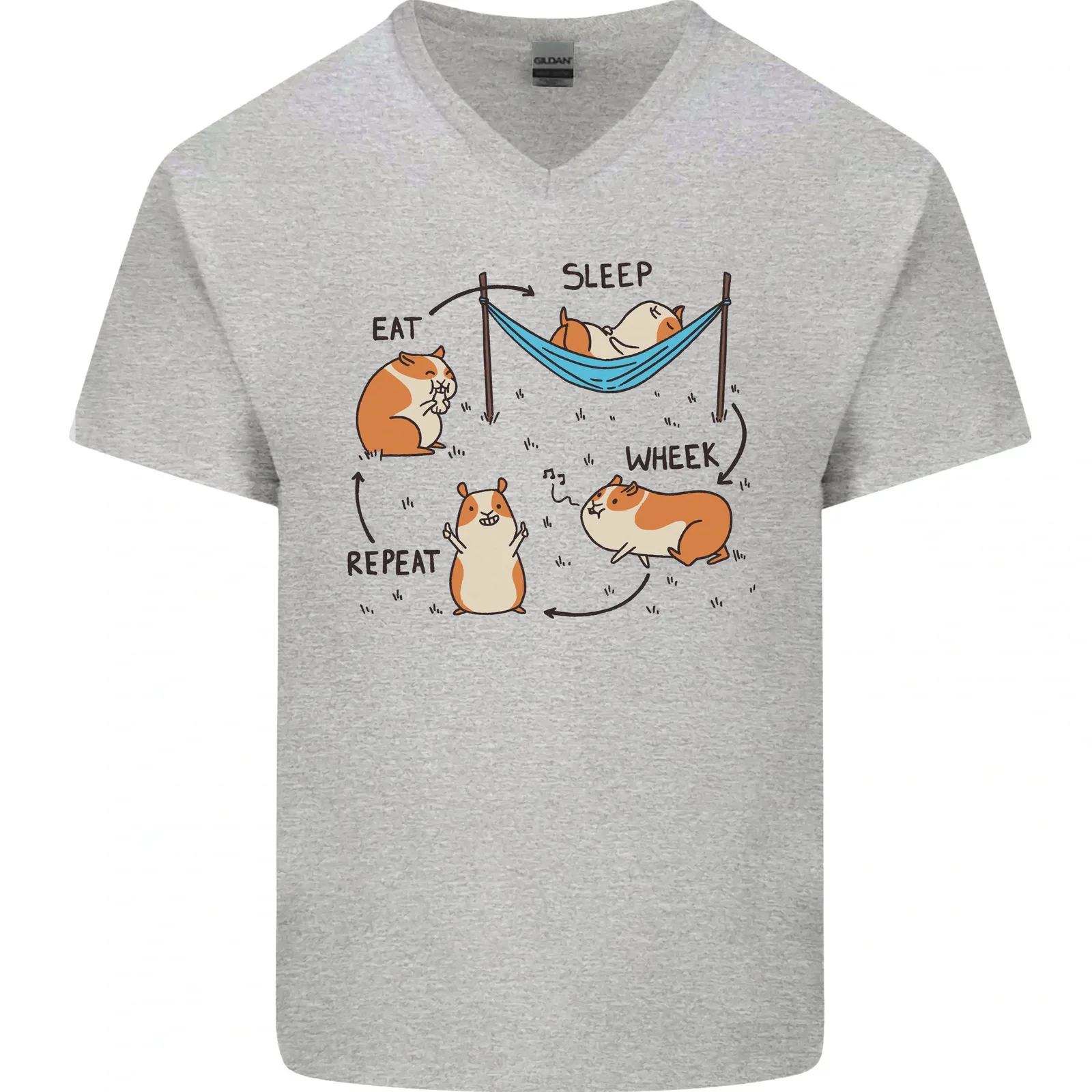 Забавная мужская футболка Hamster Eat Sleep Wheek Repeat