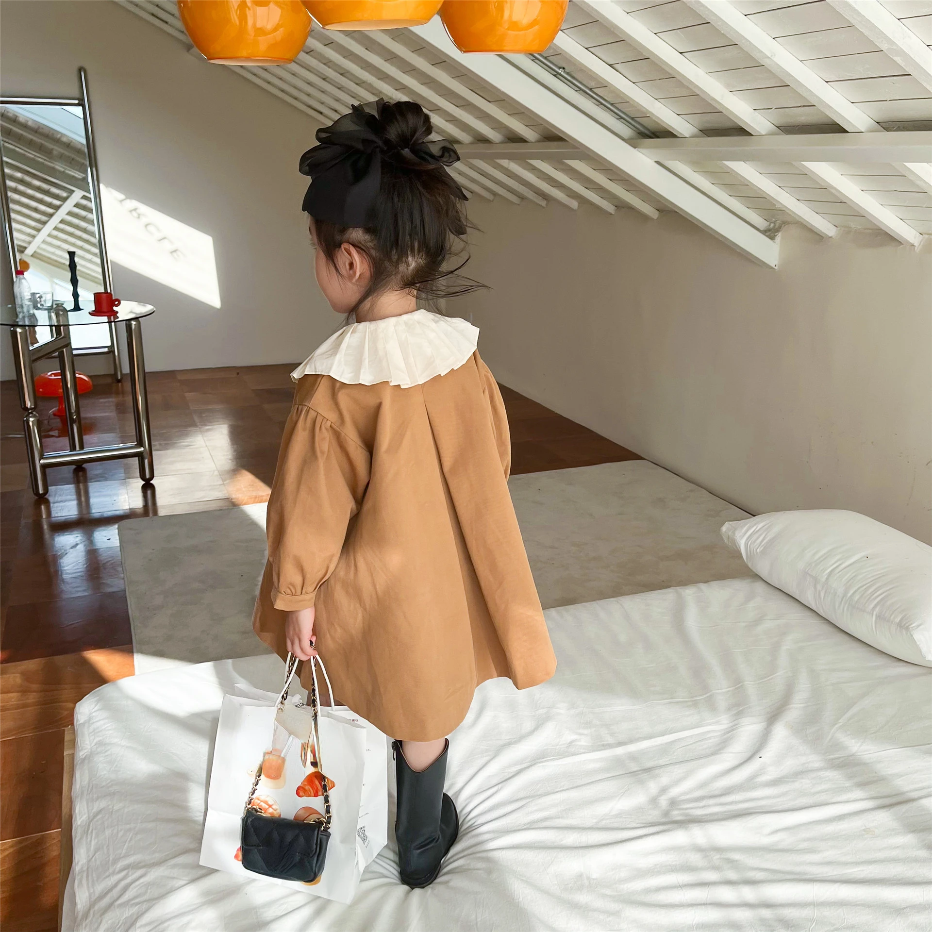 RiniLucia 2022 Autumn Fashion Girls Trench Coat Mid-long Style Kids Patchwork Coat Children Windbreaker Jacket Birthday Gift