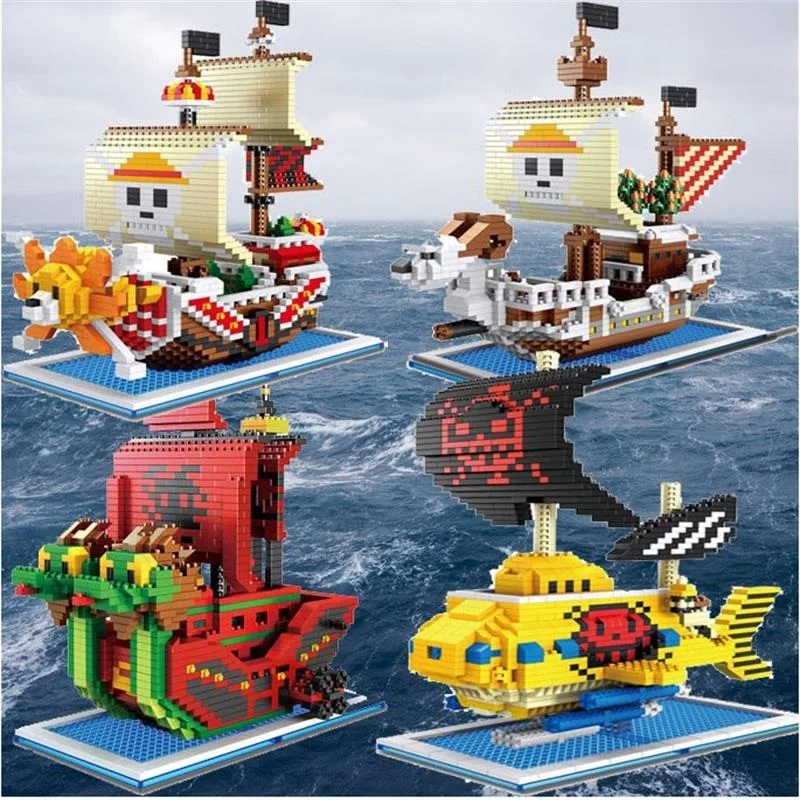 ZMS-Mini bloques de construcción de barco pirata para niños, Juguetes de barco pirata de One Piece Corsair, regalos para niños
