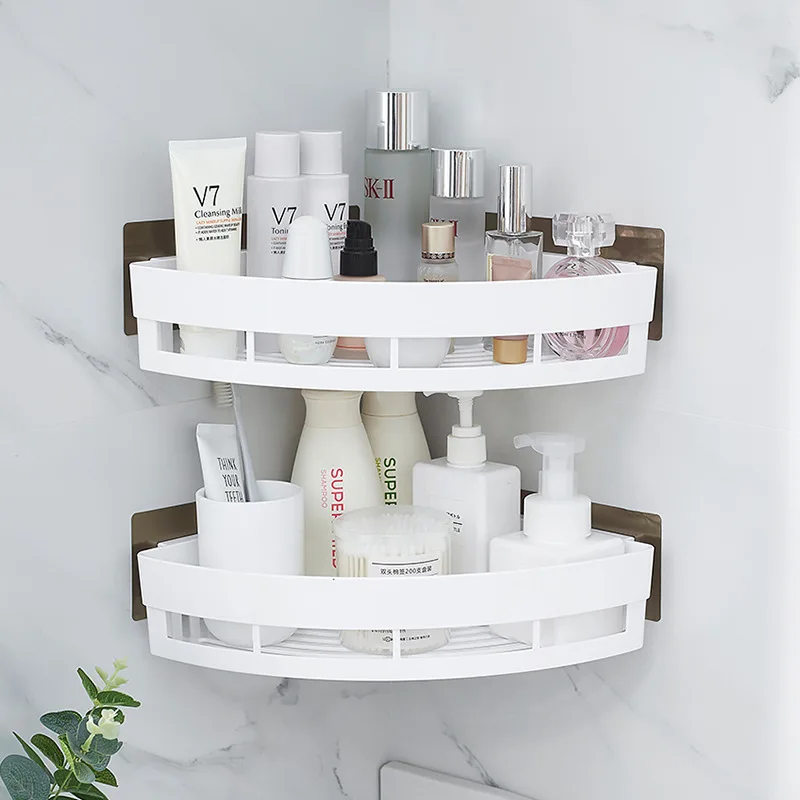 

New No Punching Bathroom Supplies Kitchen Supplies Toilet Corner Corner Shelf Triangle Storage Rack Plastic Organizing Boxes