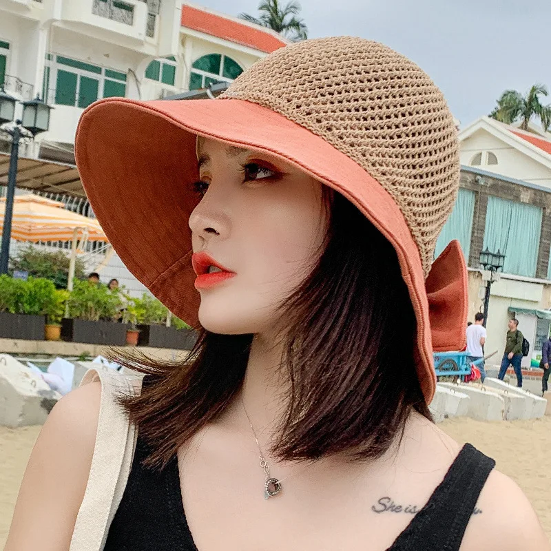 

Women's Summer Korean Fashion Versatile Sunscreen Knitted Hollow Face Fisherman Hat