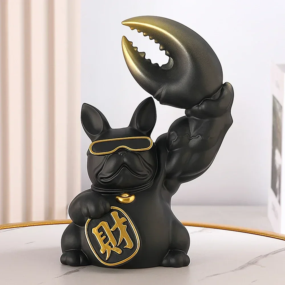 Креативная скульптура в виде бульдога украшение для дома деревянная собака