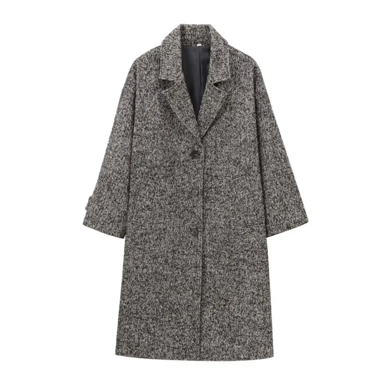 Женская куртка с диагональным пальто в елочку на плечах зимняя отложным