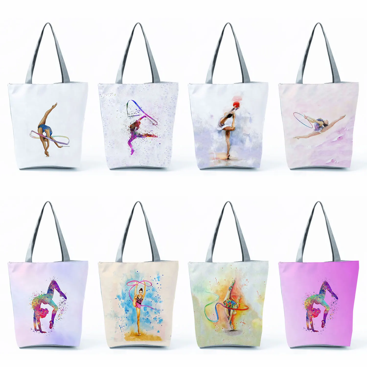 

Handbags For Women Gymnast Storage Bag for Travel Shoulder Bag Ladies Big The Fashion Tote Bag Watercolor Gymnastics Art Printed