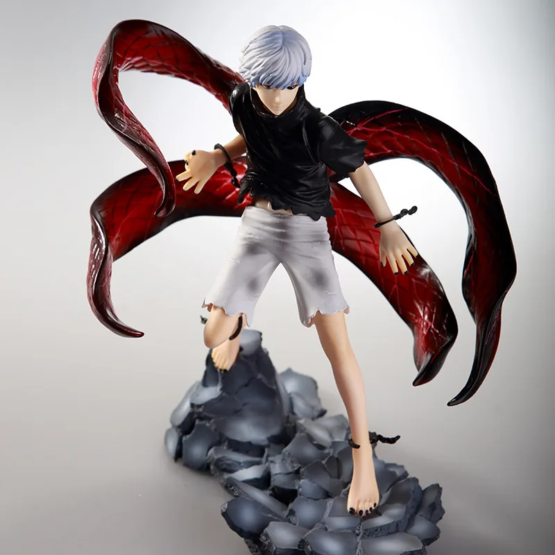 

Tokyo Ghoul Anime Figures Kaneki Ken Figure Mask Model Doll Anime Two Heads Ornament Accessories Cool Fight Gifts Toy White Hair