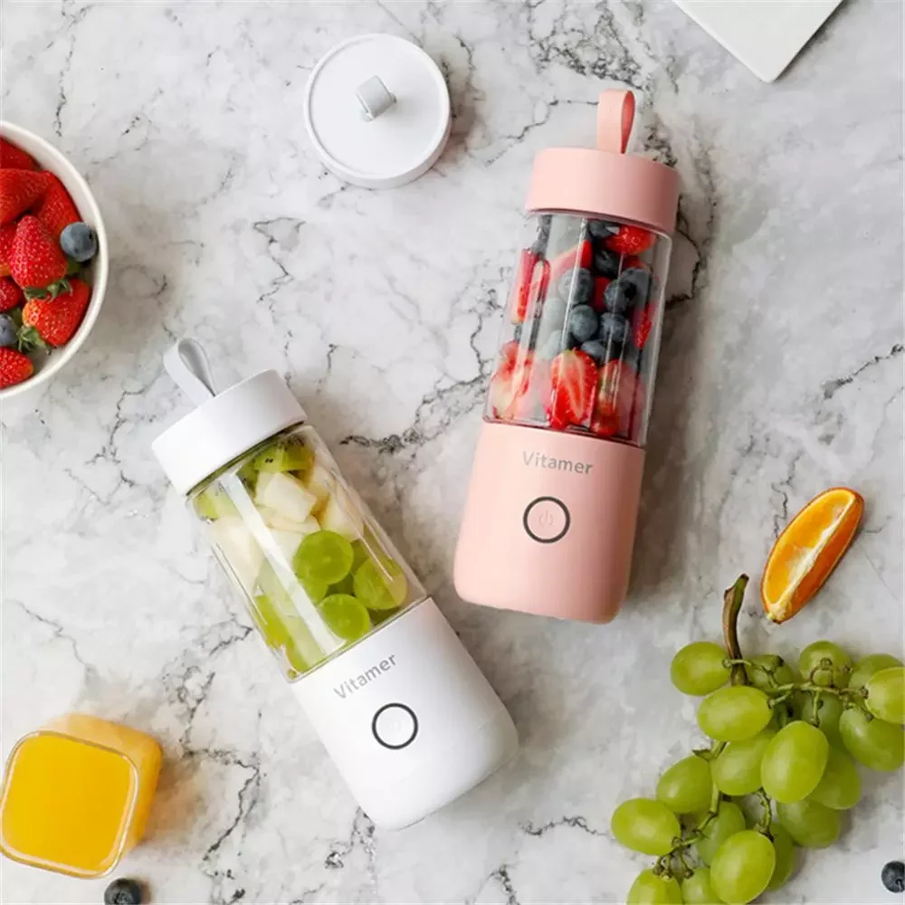 

NEW2023 350Ml Portable Fruit Juicer USB Rechargeable Smoothie Blender Machine Mini Fruit Mixer Cup Juice Cup Kitchen Mixer