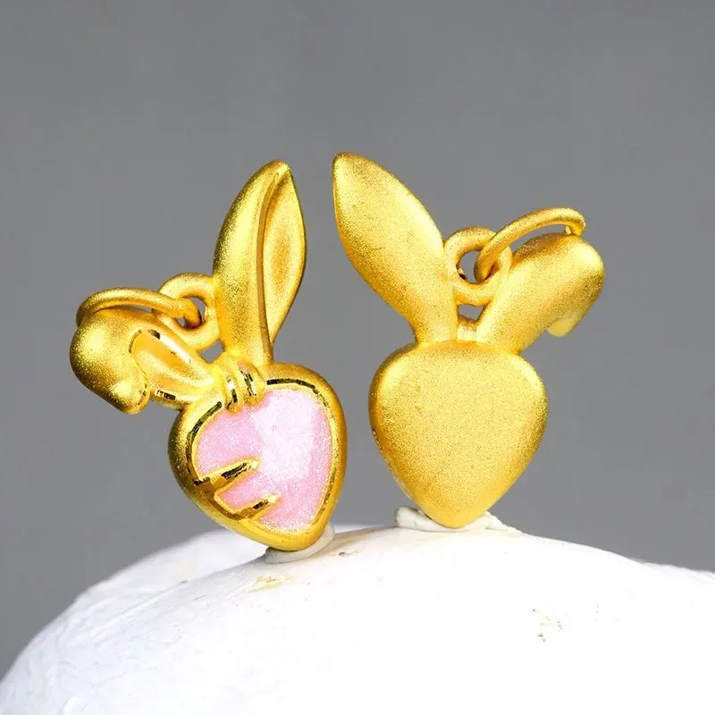

1 шт. настоящий чистый 999 желтое золото 24 к для мужчин женщин мужчин 3D эмаль розовый кролик редис Подвеска 1 г