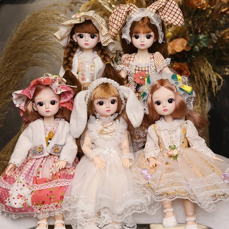 

2022 New Fashion Doll 1/6 BJD Dolls Body Make-up 3D Eyes Long Wig Hair Beautiful Princess Baby Girl Dolls DIY Toy for Girls 30cm