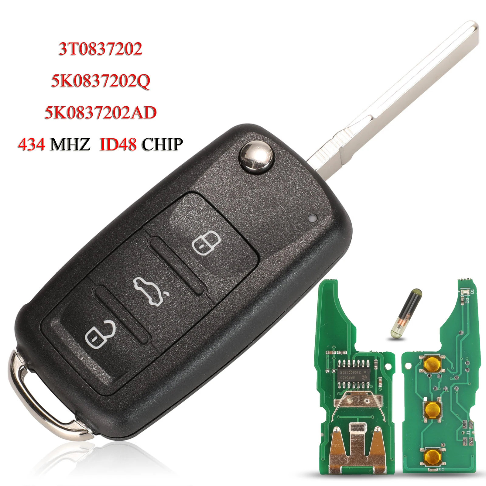 Jingyuqin 3T0837202 5K0837202AD / 202Q дистанционный Автомобильный ключ для VW Beetle Eos Golf 6 Jetta Tiguan Seat