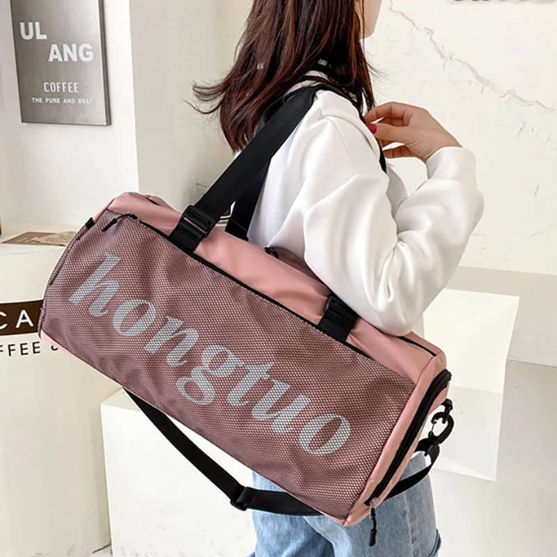 

Swimming Travel Gym Bag Sports Female Large Capacity Travel Duffel Weekend Storage Package Independent Shoes Pocket XA839F