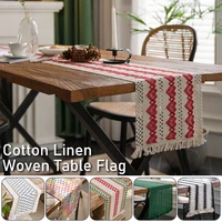 american country retro style table runners cotton linen tassel tea table flag natural burlap jute table runner dining room decor