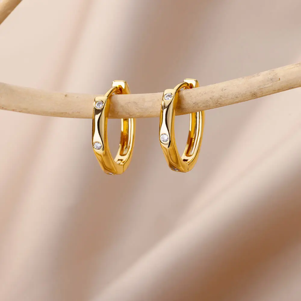 Simple Slivery Series Micro Set Zirconia Small Hoop Earring for Women Copper Alloy Round Earrings Girls Everyday Versatile Jewel