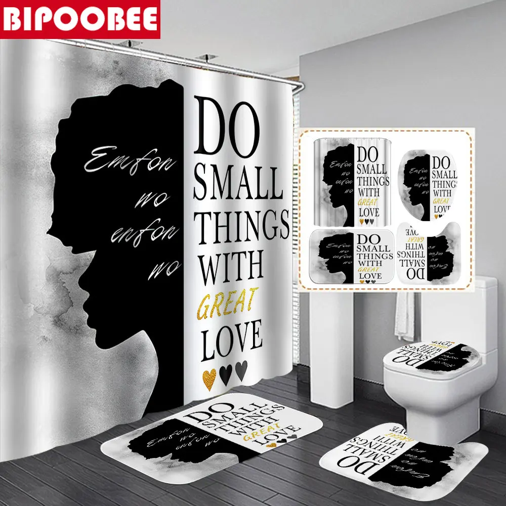 

Африканская Женская занавеска для душа, занавеска для ванной комнаты, крышка для унитаза, нескользящий ковер, коврики для ванной, набор ковриков, домашний декор