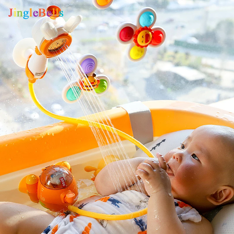 

Baby Bath Toy Cartoon Submarine Shower Suction Cup Spinning Top Rotate Water Spray Bathroom Bathtub Toy for Infants 0-12 Months