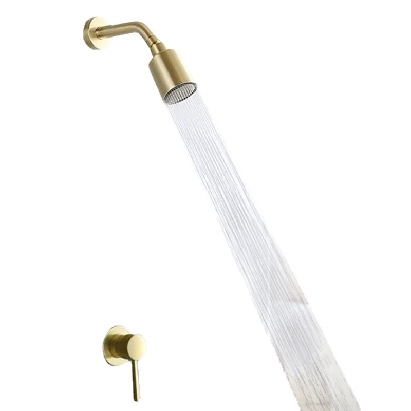 

Concealed wall shower set, home shower shower, full copper inlaid gold