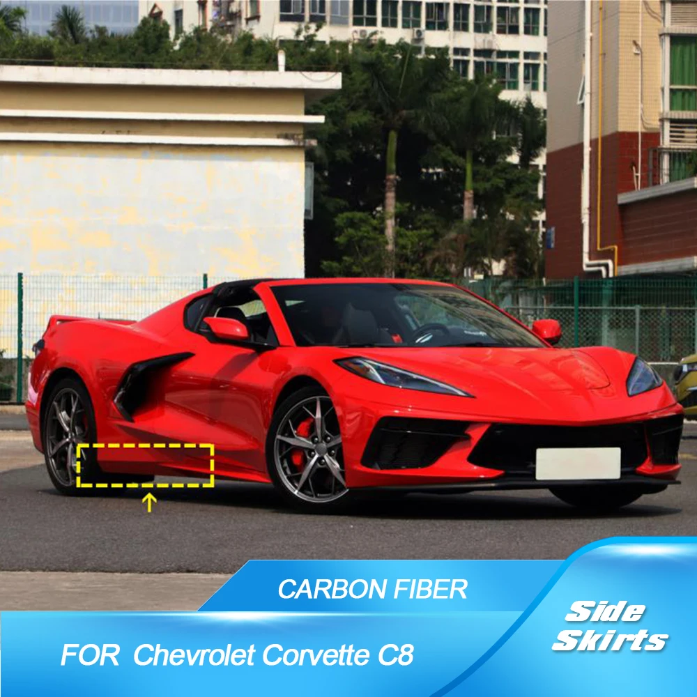

Боковые бамперы из настоящего углеродного волокна, боковые юбки для Chevrolet Corvette C8 Stingray 2020-2022, разветвители боковых крыльев с царапинами, расширение
