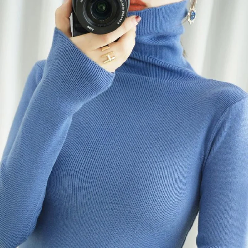 

Fashion Turtleneck Women Sweaters Casual Autumn Winter Slim Pullovers Knitwear Basic Tops Knitted Sweater Warm Jumper New 23963