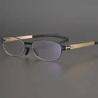 germany luxury brand retro oval glasses frame women stainless steel screwless optical eyeglasses korean myopia eyewear female