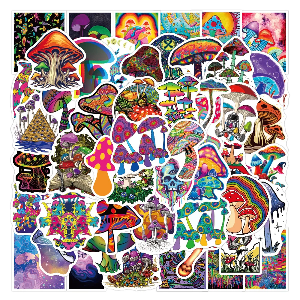 

10/30/50PCS Psychedelic Cartoon Mushroom Graffiti Stickers DIY Skateboard Fridge Laptop Motorcycle Travel Classic Toy Sticker