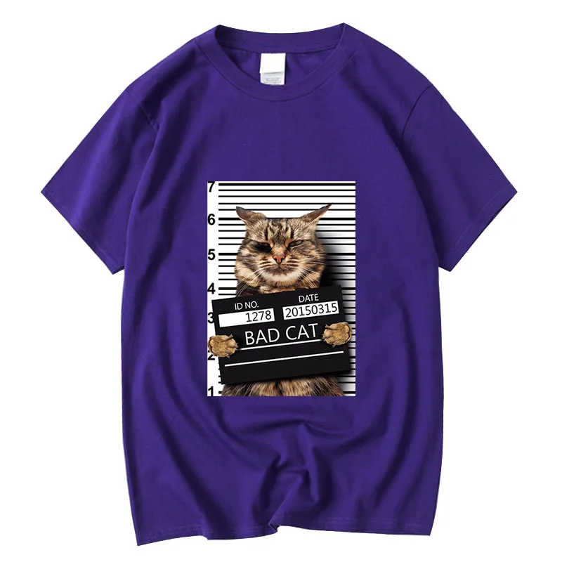 Футболка XIN YI мужская с забавным принтом кота тенниска из 100% хлопка крутая