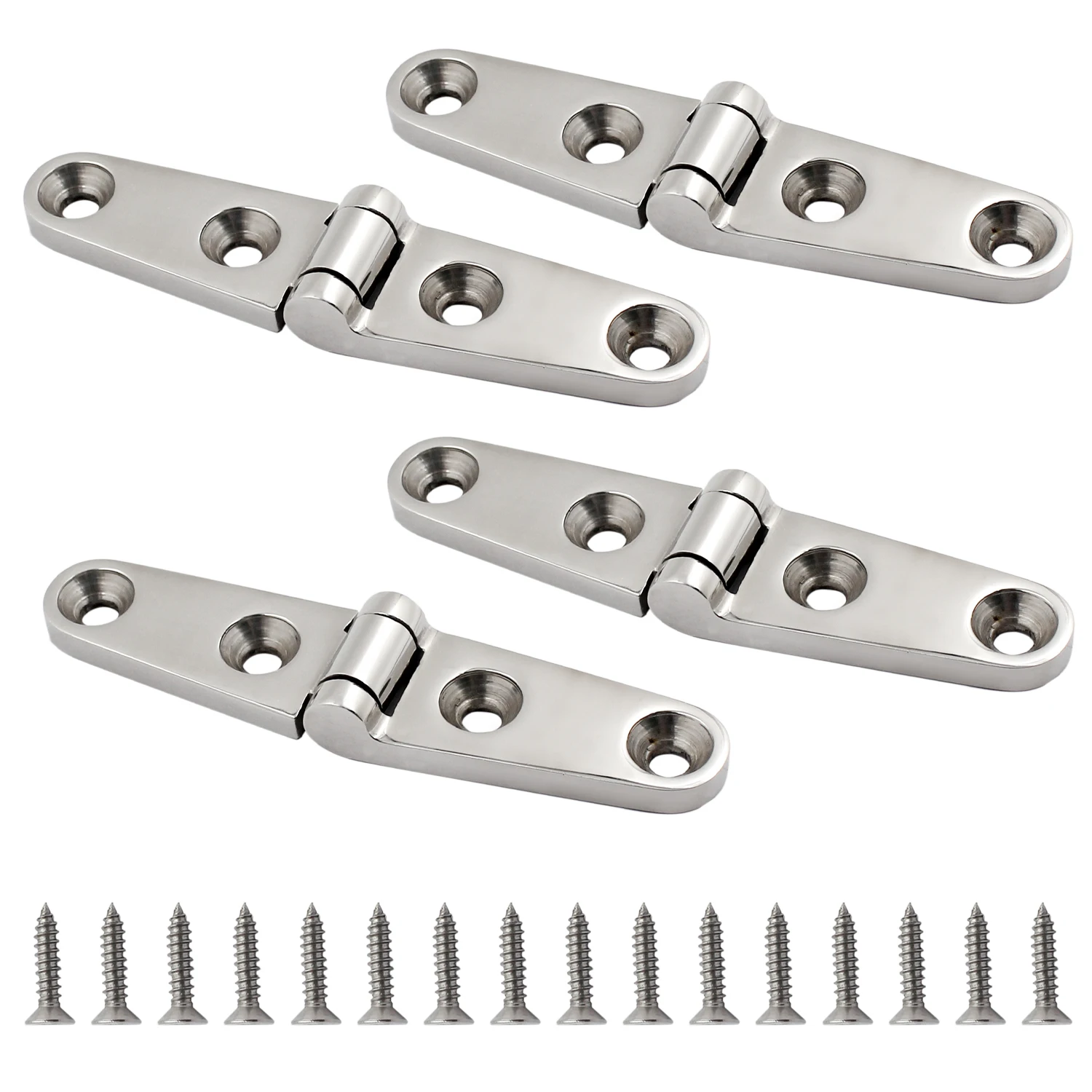 

4 Pack 4'' x 1" (102mm X 26 mm) Stainless Steel 316 Marine Grade Casting Marine Hatch Strap Hinge for Boat w/Fasteners