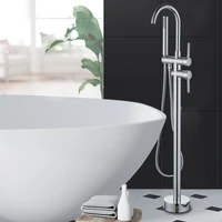 standing floor mounted bathtub mixer tap faucet hand shower tub polished chrome floor stand bathtub faucet