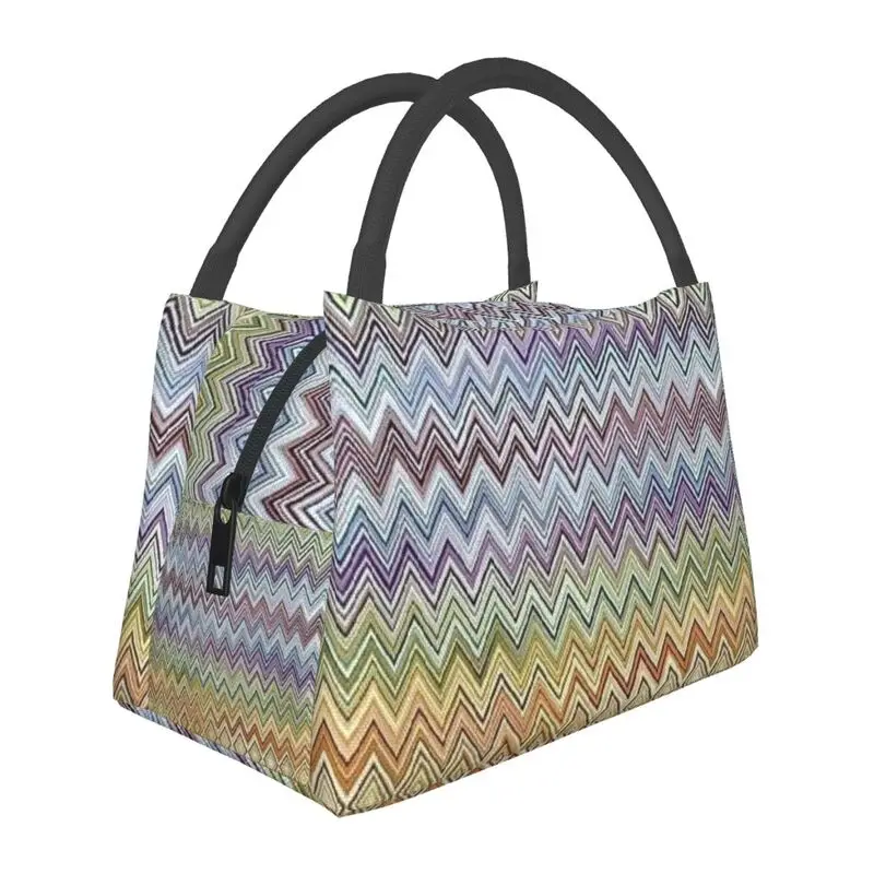 

Boho Chic Zigzag Портативный Ланч-бокс, геометрический многоцветный охладитель, Термоизолированный пищевой Ланч-бокс, офисный контейнер для работы