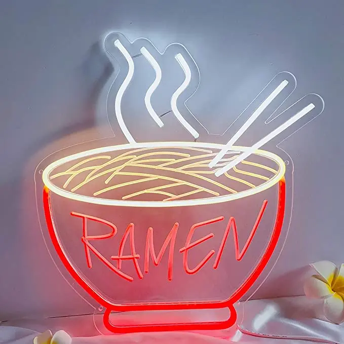 Unique Ramen Neon Sign Neon Signs Japanese Ramen  Noodles decoracion habitacion Neon Led for Shop Restauran Wall Room decor