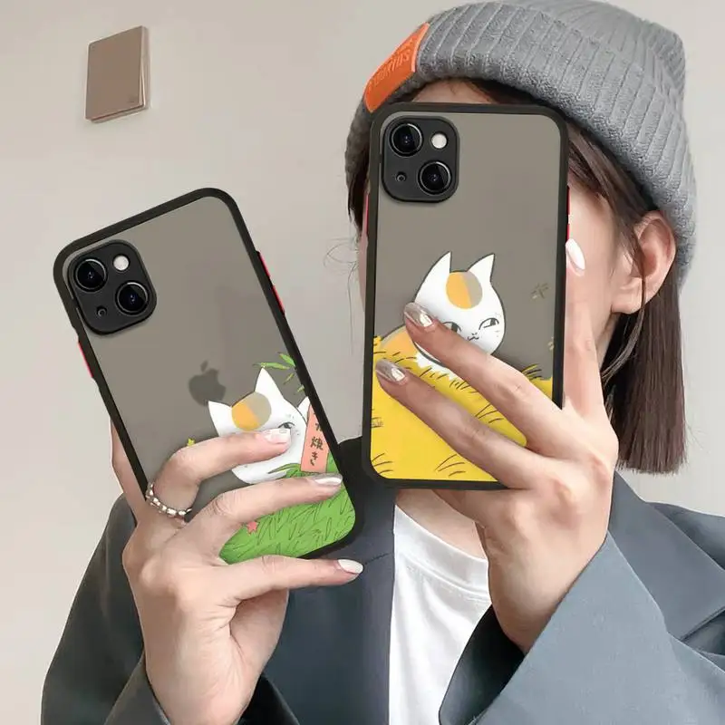 

Natsume Yuujinchou Cat Phone Case for iPhone X XR XS 7 8 Plus 11 12 13 pro MAX 13mini Translucent Matte Case