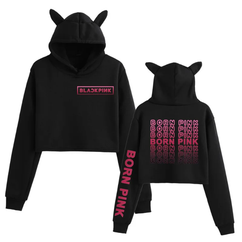 

Born Pink Gift Student Hoodie Girl's Cute Hip Hop Tops Kpop Loog Sleeve Unisex BP Gift