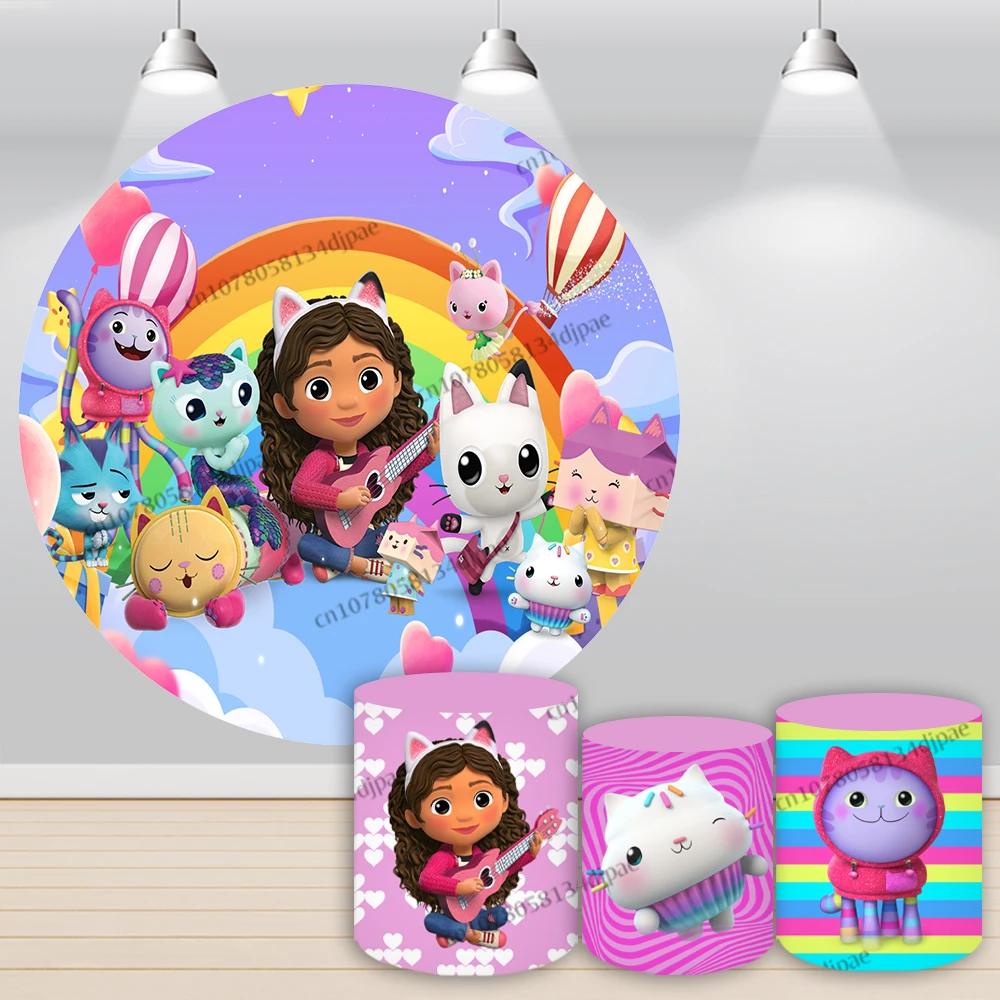 Радужный фон Gabby с изображением кукольного домика круглая крышка для девочек
