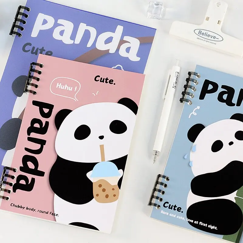 

Kawaii PP Non Scratch Loose Leaf Transparent Cover Shell Cartoon Panda Cute High Appearance Level Loose Leaf 10 Hole Notebook