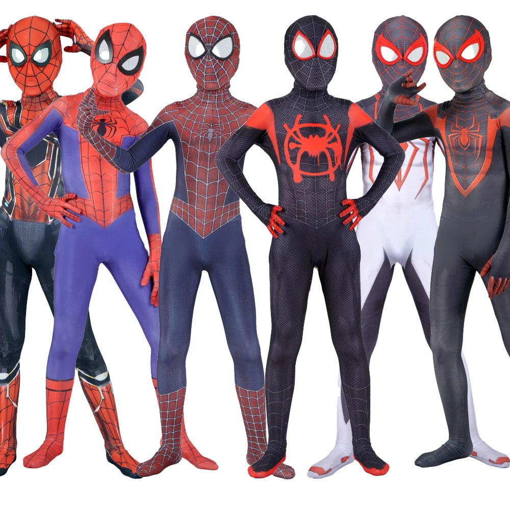 

No Way Home/Miles Morales/Raimi/Iron Spider Costume Cosplay Spandex Lycra Superhero Zentai Suits Halloween Costume Spyboy Adult