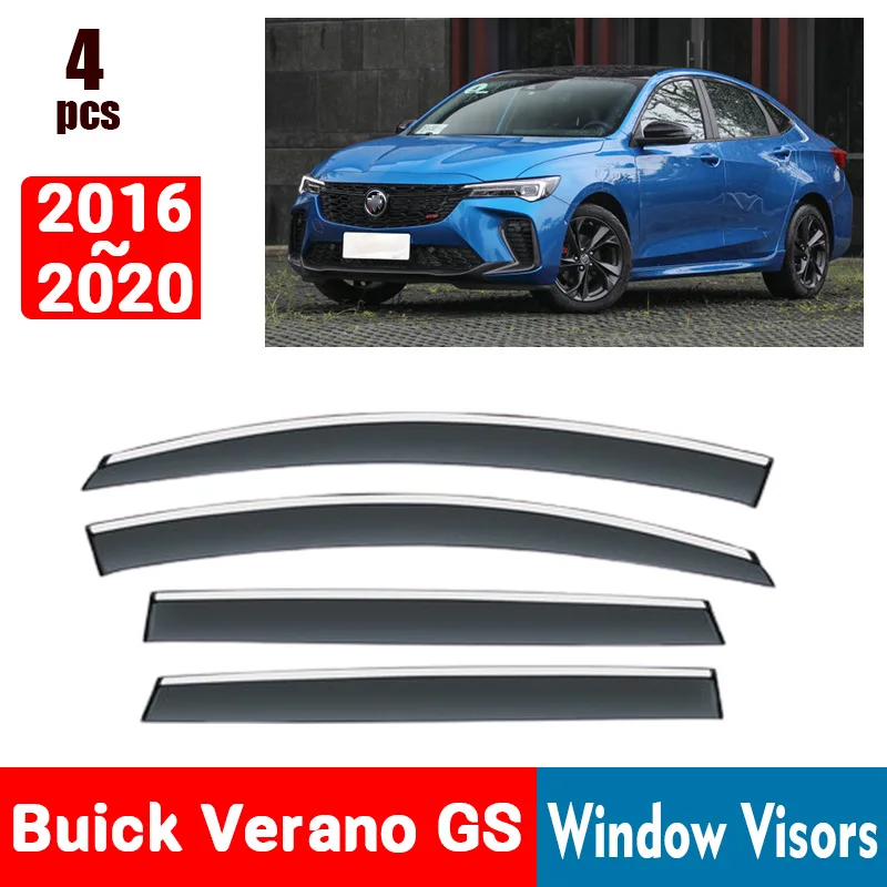 FOR Buick Verano GS 2016-2020 Window Visors Rain Guard Windows Rain Cover Deflector Awning Shield Vent Guard Shade Cover Trim