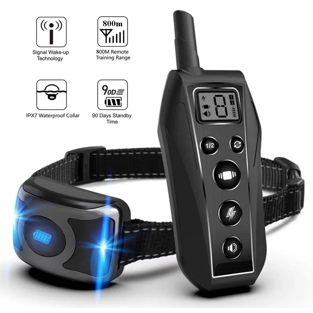 

Pet Dog Training Collar IPX7 Waterproof Rechargeable Remote Control Beep Vibration Shock E Collar Dog Trainer Anti Bark T700