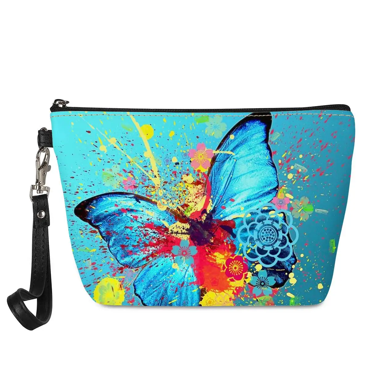 Butterflies Pattern High Quality Cosmetic Bag Bathroom Travel Zipper Washing Bag Lightweight Women Reusable Neceser