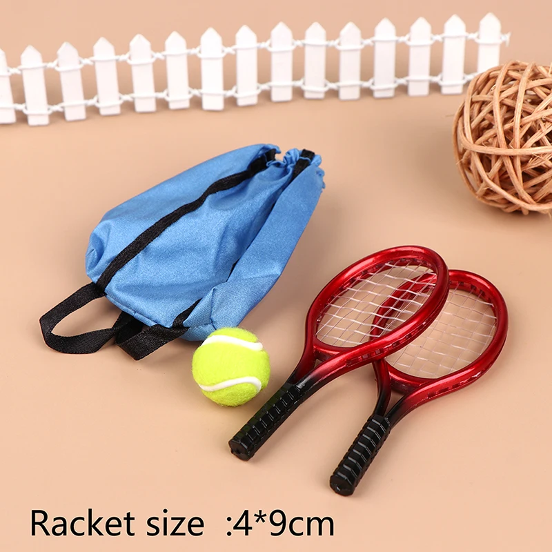 

4pcs/set Dollhouse Miniature tennis racket tennis set Simulation sports model