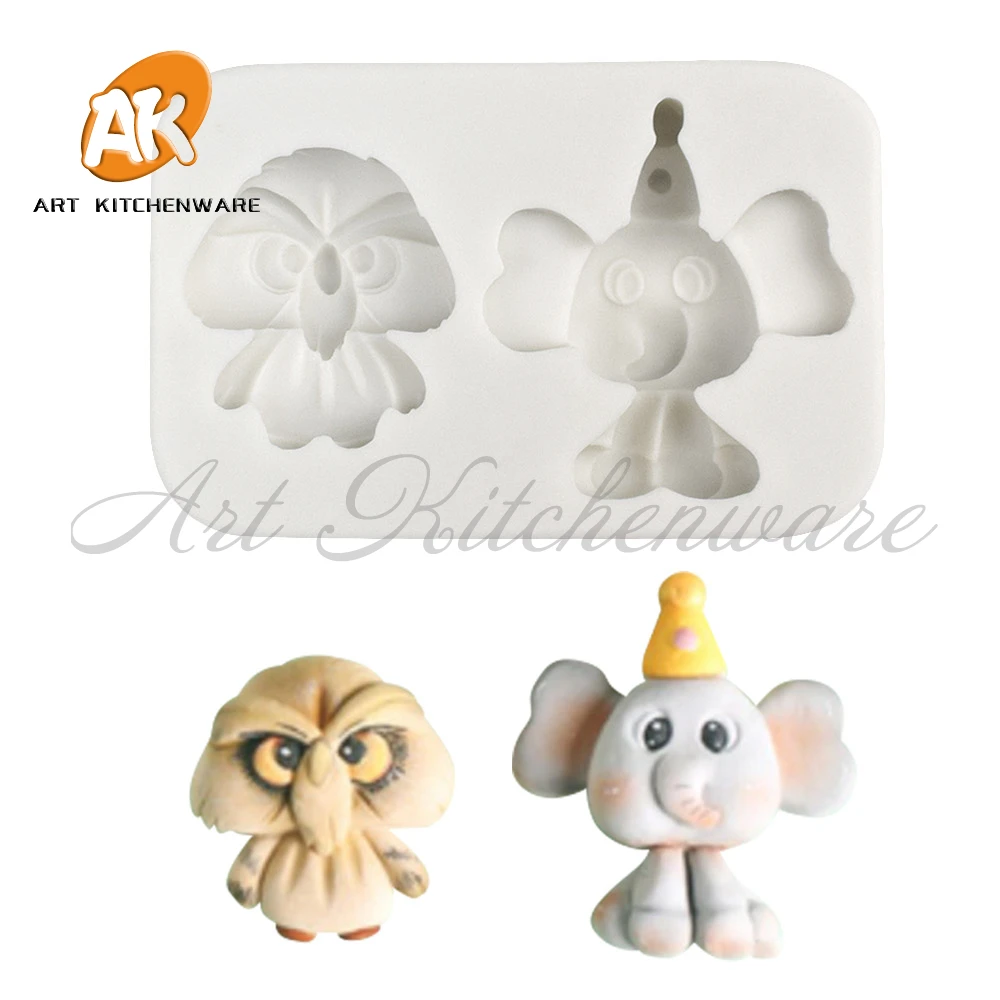 

Elephant and Owl Silicone Mold Fondant Cake Decoration Silicone Mold Hand Made Decorating Leaves Chocolate Candy Silica Gel Mold