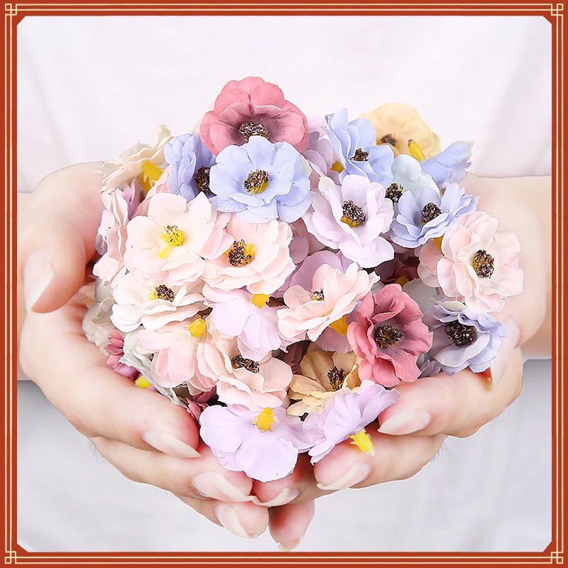 

3cm Multicolor Daisy Flower Heads Mini Silk Artificial Flowers for Wedding Home Decoration Christmas Wreath Scrapbooking