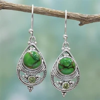 party vintage dangle boho natural gemstone hook 925 silver turquoise earrings