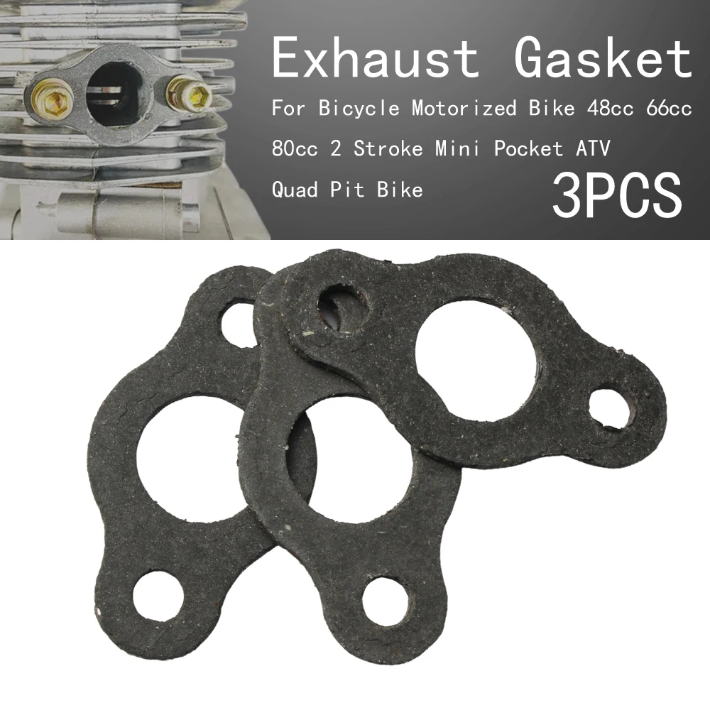 

3PCS Exhaust Pipe Manifold Gasket For Bicycle Motorized Bike 48cc 66cc 80cc 2 Stroke Mini Pocket ATV Quad Pit Bike